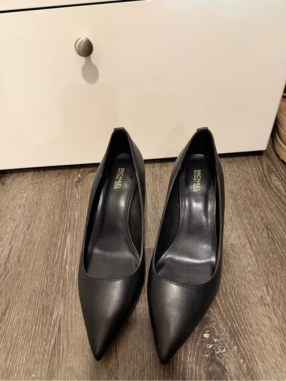 Michael Kors Black Leather Pointed-Toe Heels